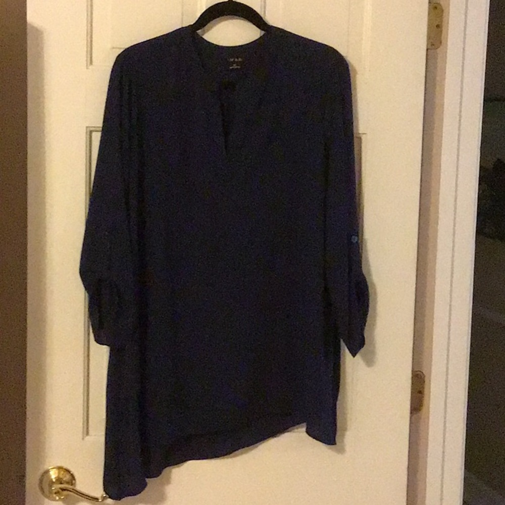 Euc,Iman SZ 1X neck asymmetrical top gathered at back shoulders